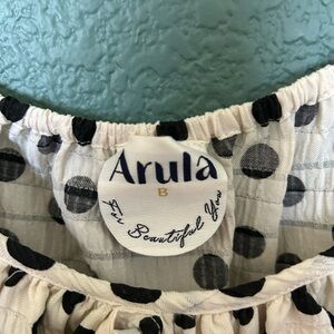 Arula Black and Cream Polka Dot Blouse